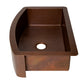33" Farmhouse Single Well Plain Round Apron Hammered Copper Kitchen Sink