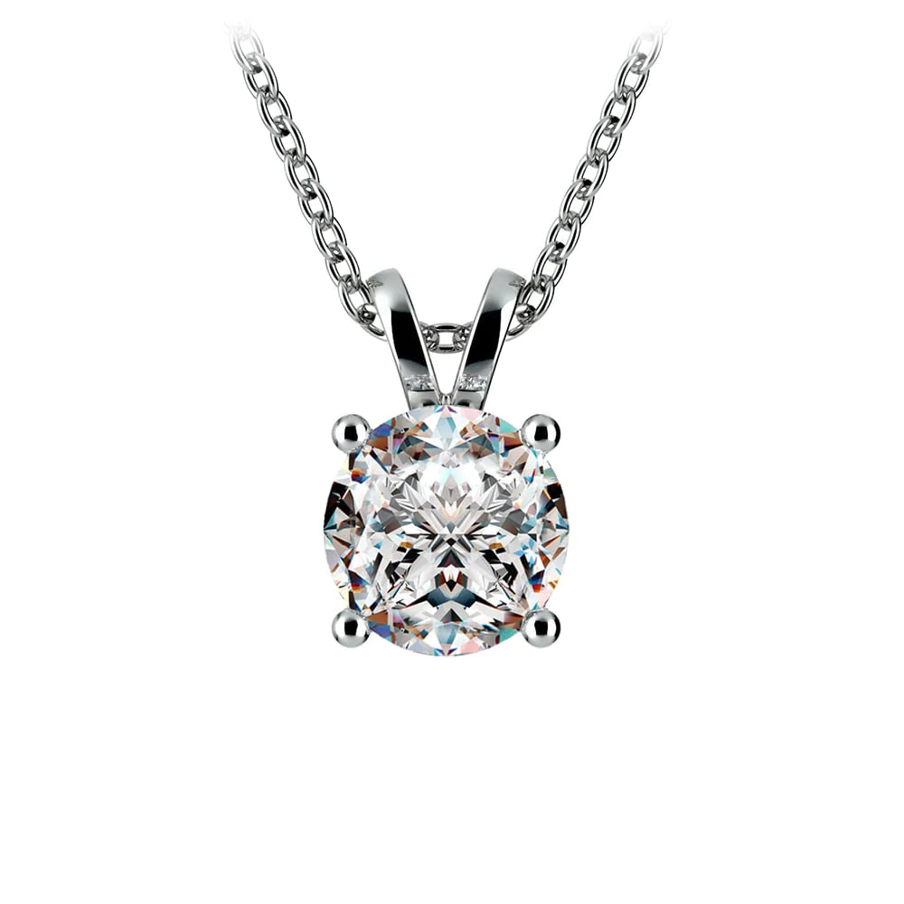 AGI Certified 2.00 CTW Prong Set Round Lab Grown Solitaire Diamond Pendant (G-VS) in 14K White or Yellow Gold