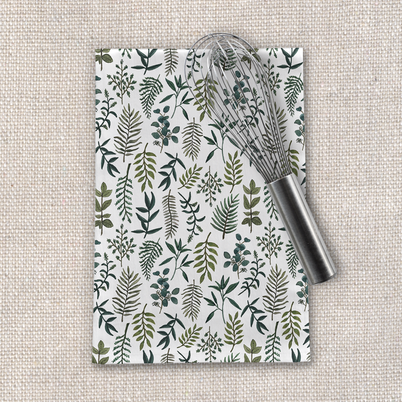 Fern Watercolor Tea Towel