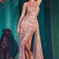 Sequin One Shoulder Dress With Sash
