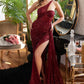 Sequin One Shoulder Dress With Sash
