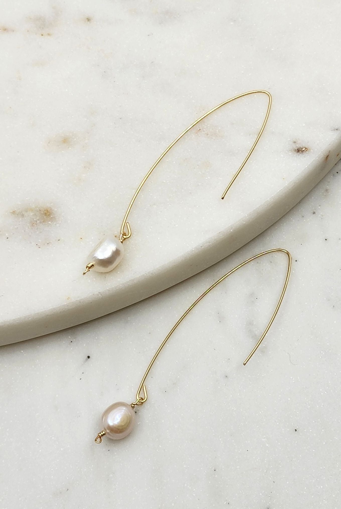 Jill Long Wire Drop Pearl Earrings