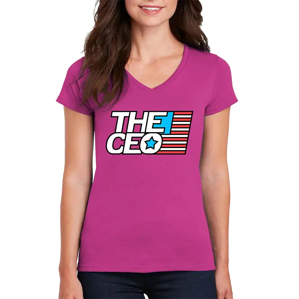 American Flag The CEO Women’s V-Neck T-Shirt