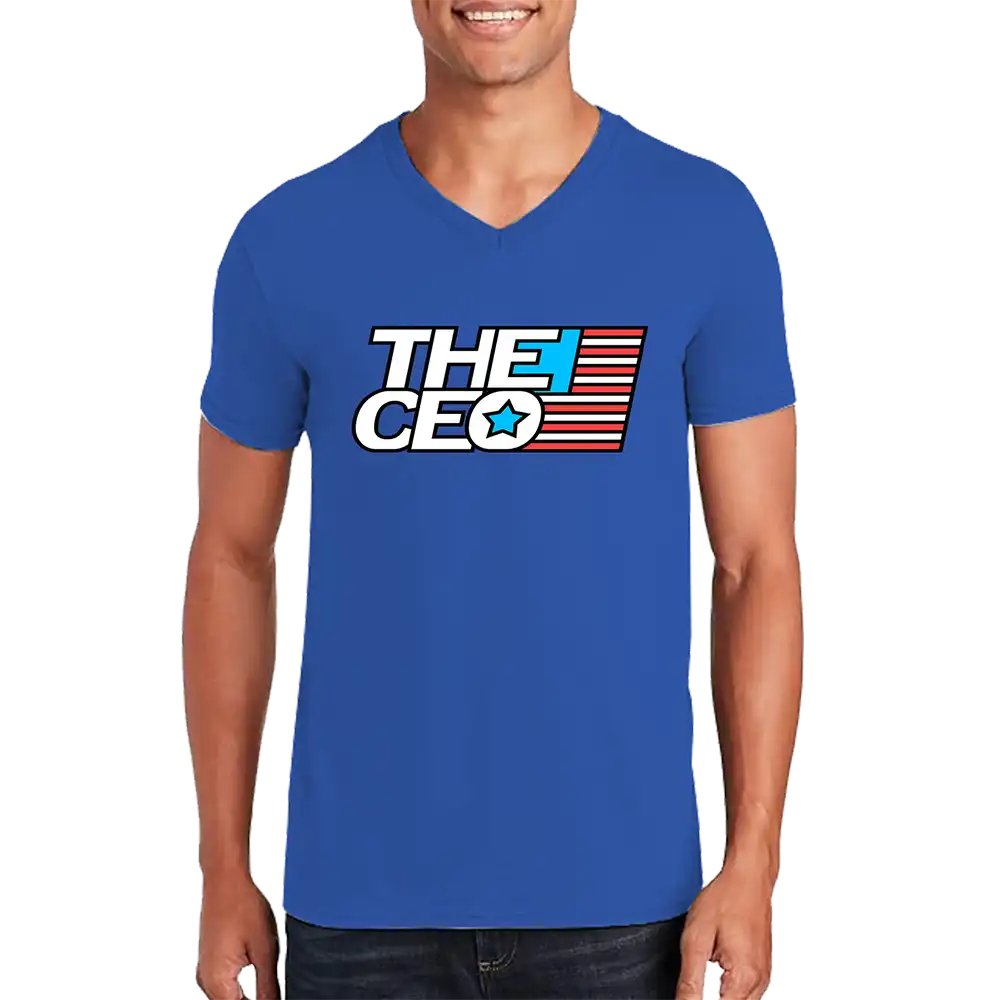 American Flag The CEO Men’s Unisex V-Neck T-shirt