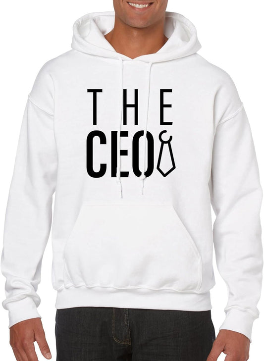 THE CEO Men’s Hoodie (as1, alpha, one_size, regular, regular, Standard, White, Small)