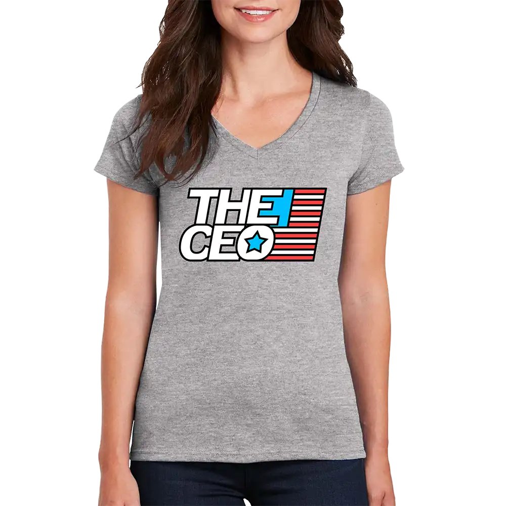 American Flag The CEO Women’s V-Neck T-Shirt