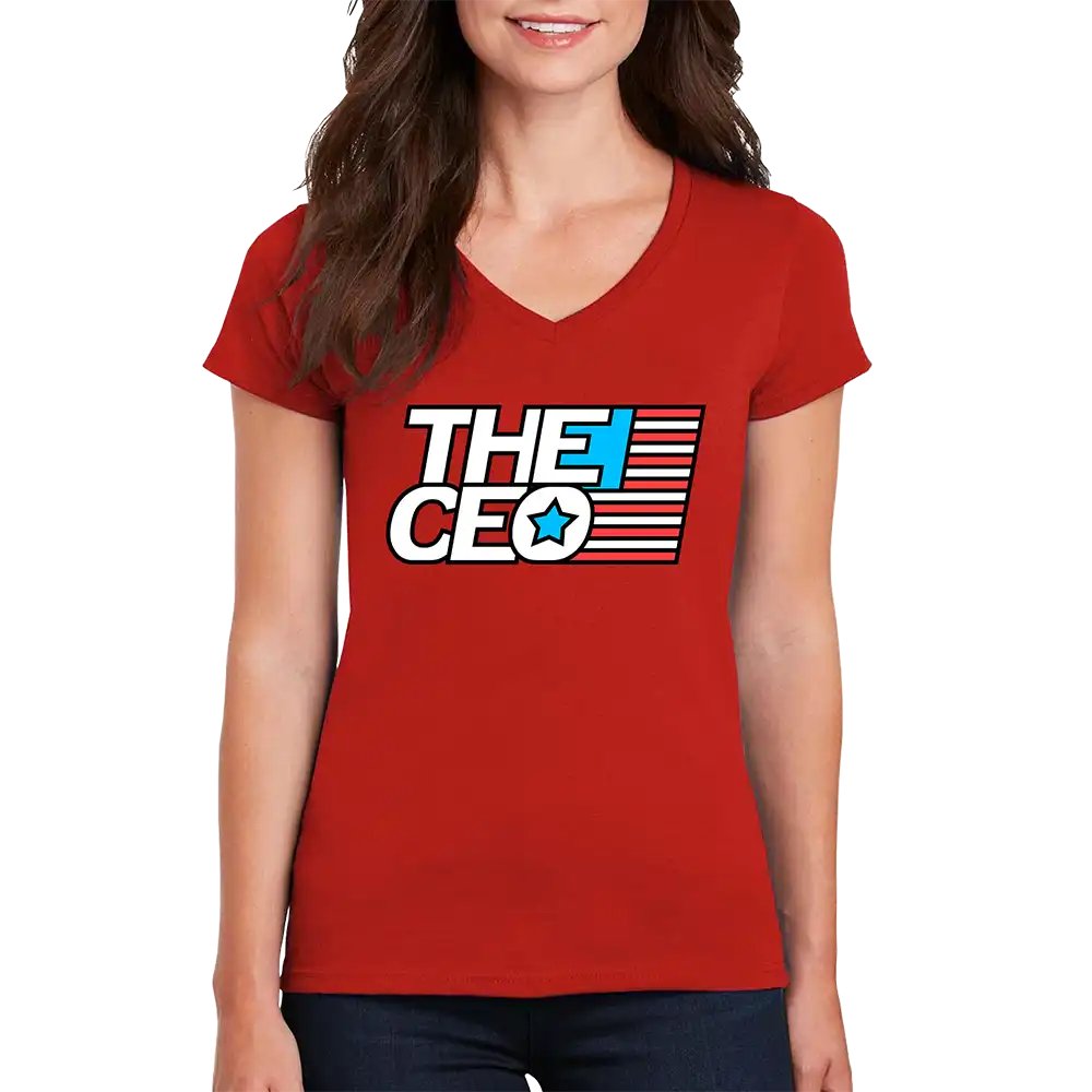 American Flag The CEO Women’s V-Neck T-Shirt