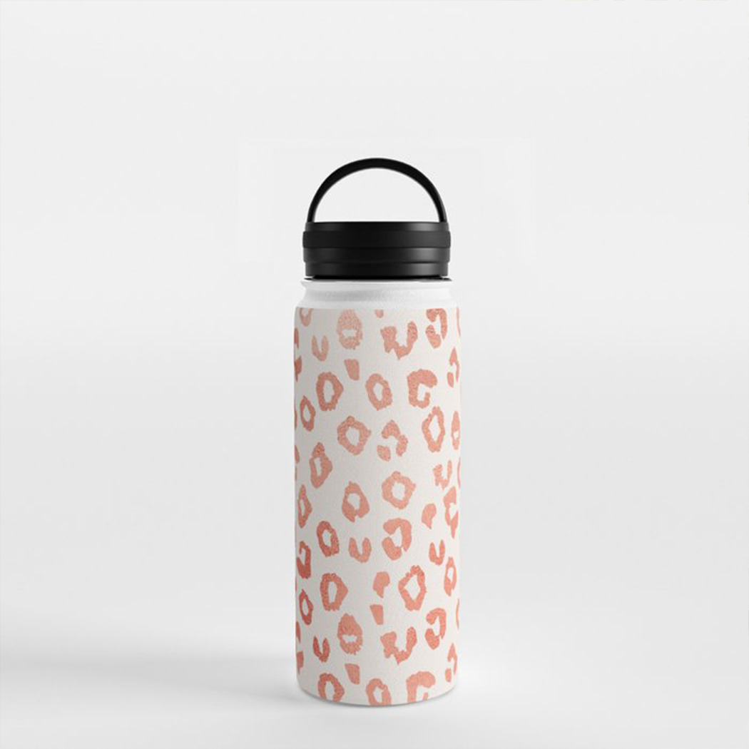 Rose Gold Leopard Print Handle Lid Water Bottle