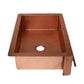 33" Farmhouse Single Well Towel Holder Straight Apron Hammered Copper Kitchen Sink