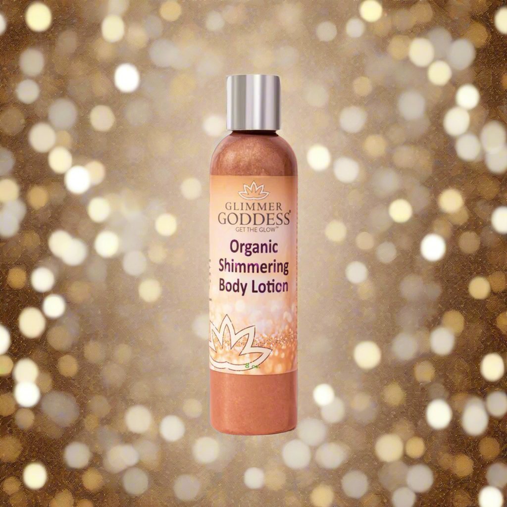 Organic Bronze Shimmer Body Lotion – Sexy Level 2 & Super Level 3 Shimmer in 4 oz & 8 oz
