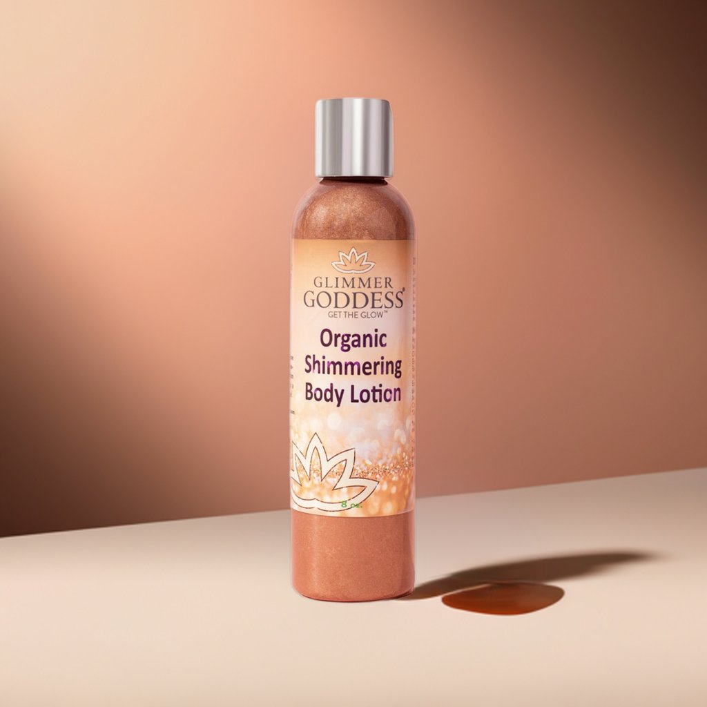 Organic Bronze Shimmer Body Lotion – Sexy Level 2 & Super Level 3 Shimmer in 4 oz & 8 oz