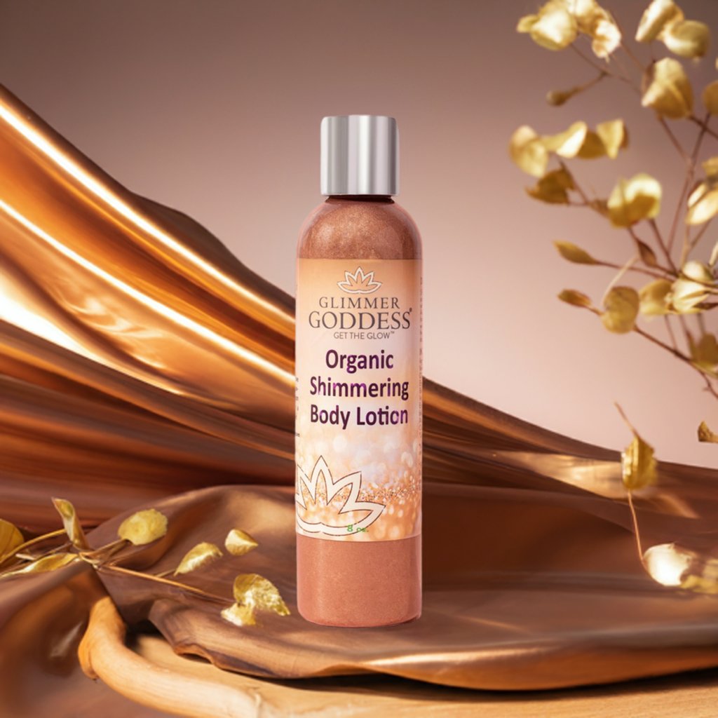 Organic Bronze Shimmer Body Lotion – Sexy Level 2 & Super Level 3 Shimmer in 4 oz & 8 oz