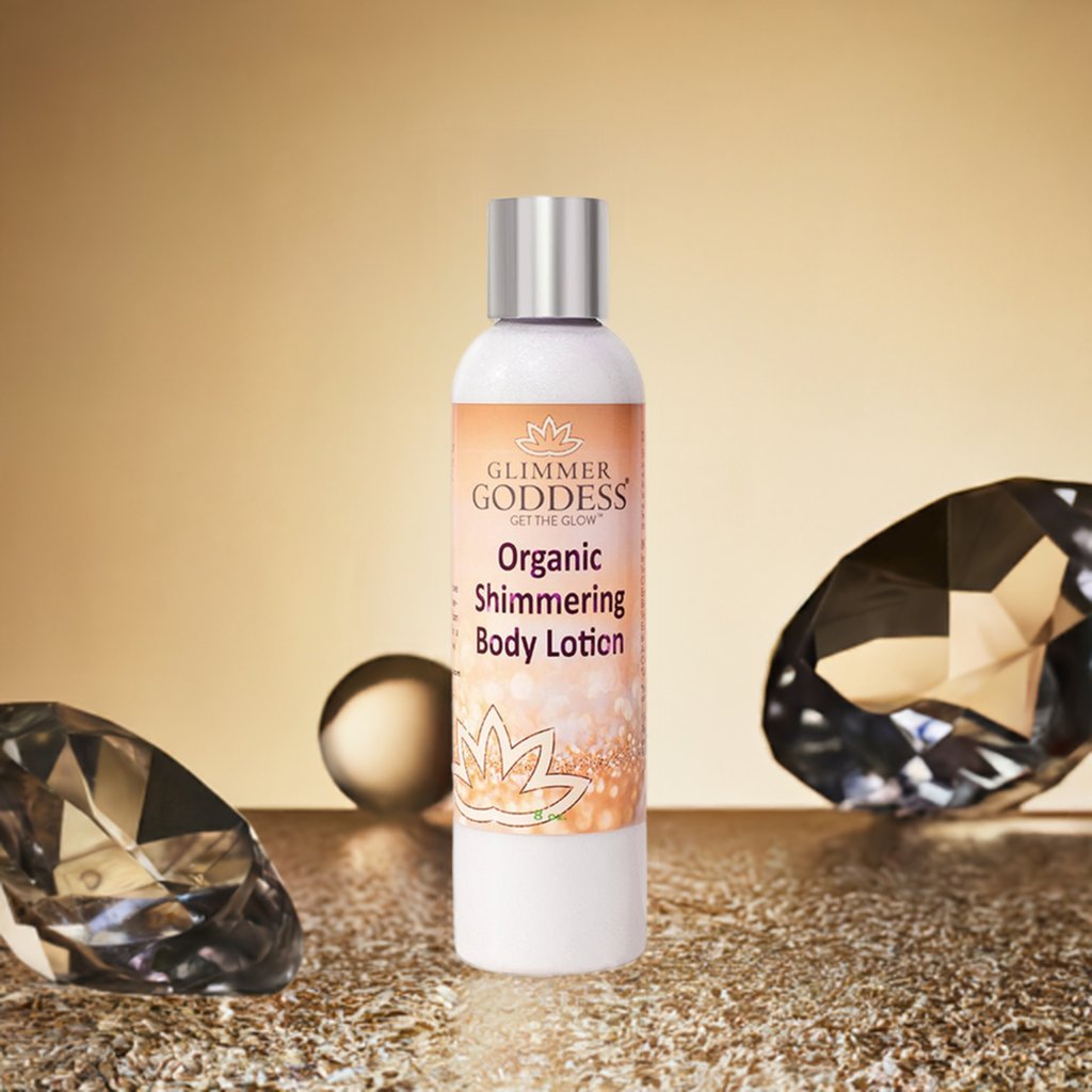 Organic Diamond Shimmer Body Lotion – Sexy Level 2 & Super Level 3 Shimmer in 4 oz & 8 oz