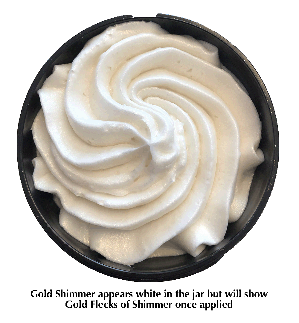 Organic Shimmering Body Butter 2 oz – Travel Size in 4 Colors & 3 Shimmer Levels
