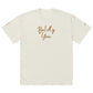 Boldly You Oversized faded t-shirt with Old Gold Embroidery | Oversized T-shirt