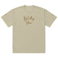 Boldly You Oversized faded t-shirt with Old Gold Embroidery | Oversized T-shirt
