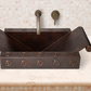 17" Rectangular Apron Inclined Bottom Hammered Copper Bathroom Sink
