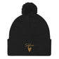 Self Love Pom-Pom Beanie - Women's Beanie with Embroidery