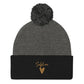 Self Love Pom-Pom Beanie - Women's Beanie with Embroidery