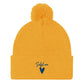 Self Love - Pom-Pom Beanie - Winter Beanie with Embroidery