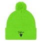 Self Love Pom-Pom Beanie - Women's Beanie with Embroidery