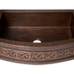 33" Farmhouse Single Well Cactus Design Round Apron Hammered Copper Kitchen Sink