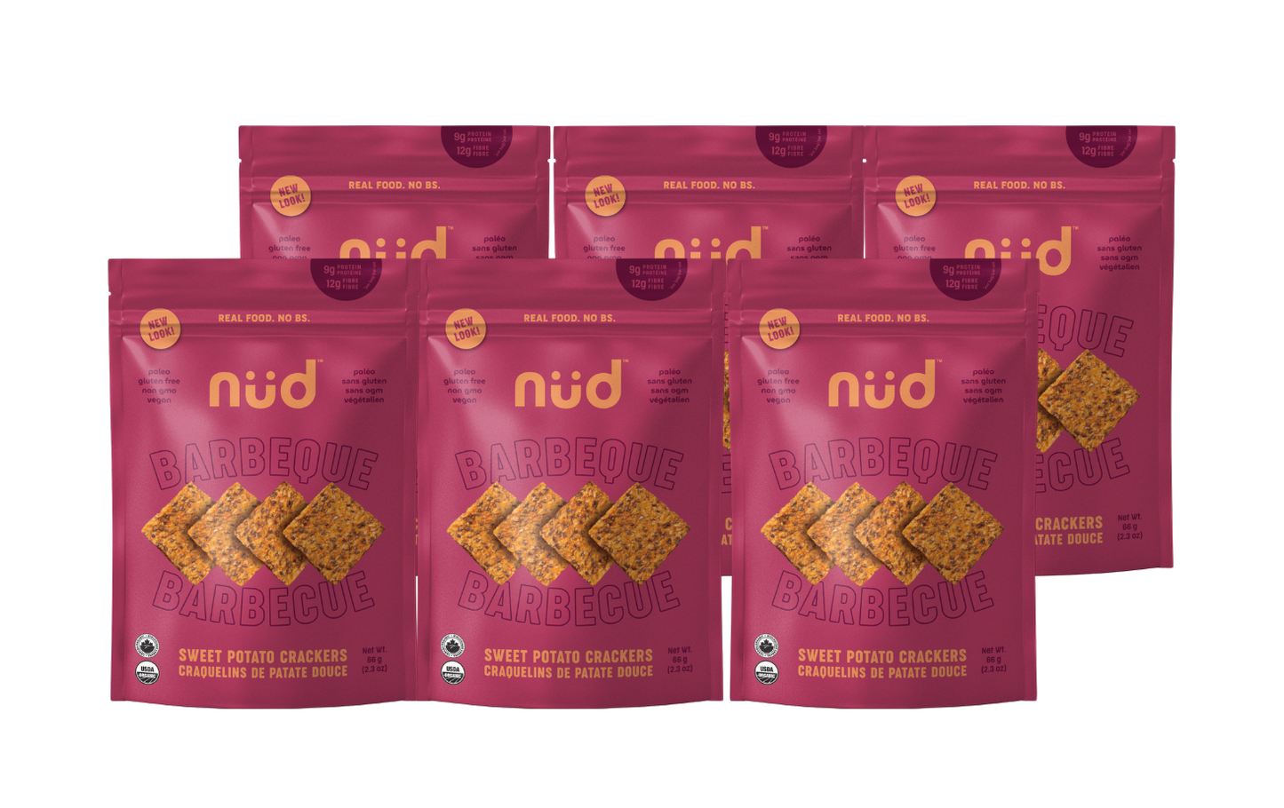 BBQ Sweet Potato Crackers, 6 x 66g -Pack