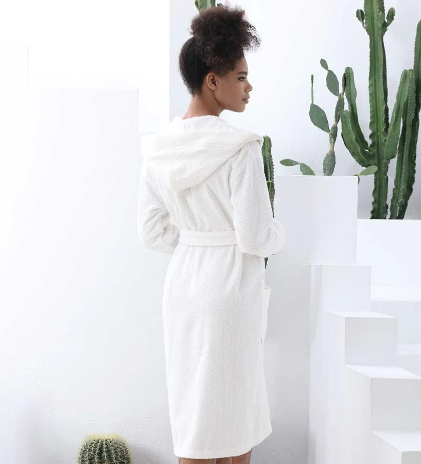 Womens Hooded Turkish Cotton Terry Cloth Robe