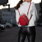 Small Red Leather Backpack Purse for Women Convertible Crossbody Bag