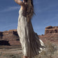 Strappy Tiered Maxi Dress in Beige Stripes