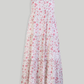Strappy Gathered Midi Dress in Pink Florals