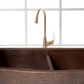 33" Farmhouse Double Well 50/50 Plain Round Apron Hammered Copper Kitchen Sink