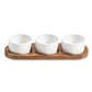 Condiment Serving Set  3 Ceramic Bowls with Lids  13" x 3.75"