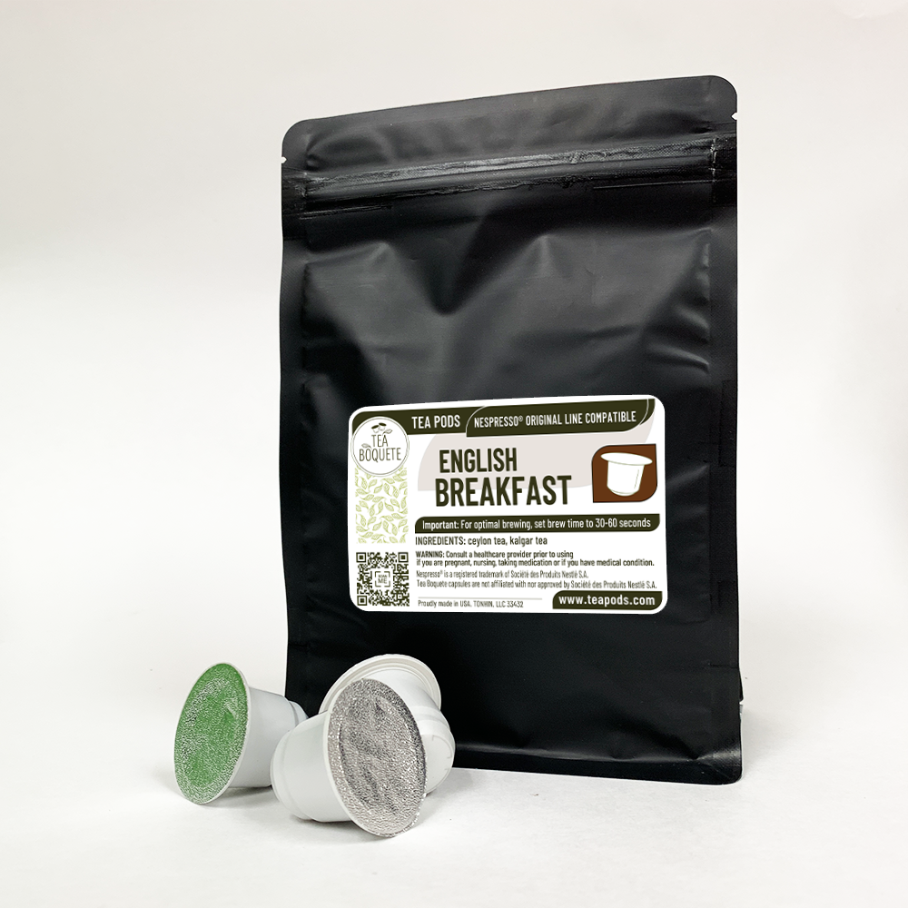 English breakfast black tea pods for Nespresso brewers OriginalLine compatible capsules