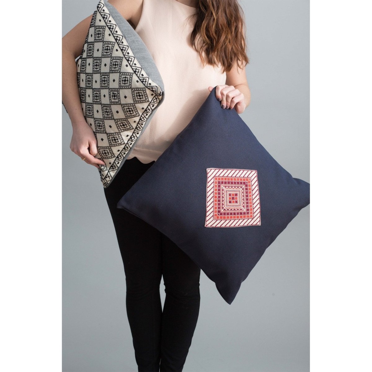 Diamond Pillow Cover - Blue