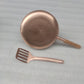 10" Round Plain Copper Pan with Matte Finish, Wood Handle and Spatula