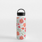 Red Flower Burst Handle Lid Water Bottle