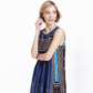 INDIGO BATIK EMBROIDERED DRESS
