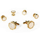 White Octagon Mother of Pearl with Gold or Silver  Edge Studs and Cufflinks Set