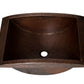 20" Rectangular Apron Curved Bottom Hammered Copper Bathroom Sink