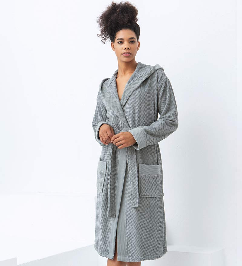 Womens Hooded Turkish Cotton Terry Cloth Robe