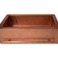 33" Farmhouse Single Well Towel Holder Straight Apron Hammered Copper Kitchen Sink